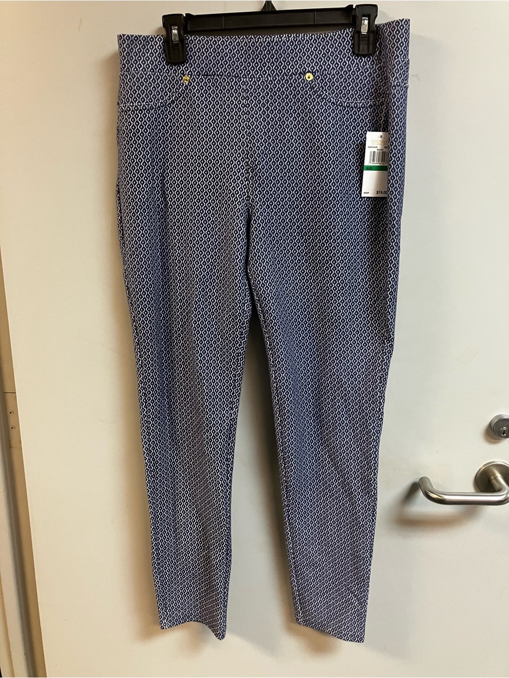 Michael Kors Navy and White Geometric Skinny Pants